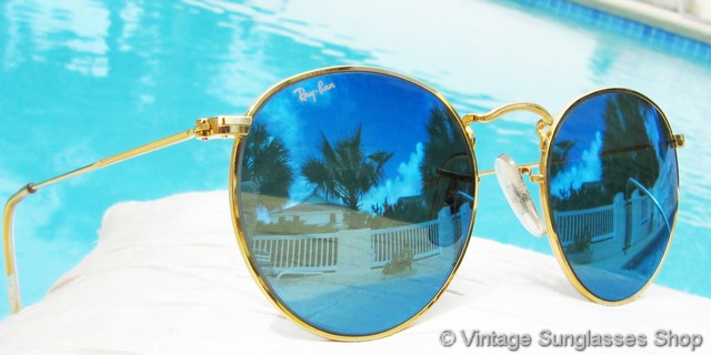 Ray Ban W1861 Exclusives Round Blue Mirror Sunglasses